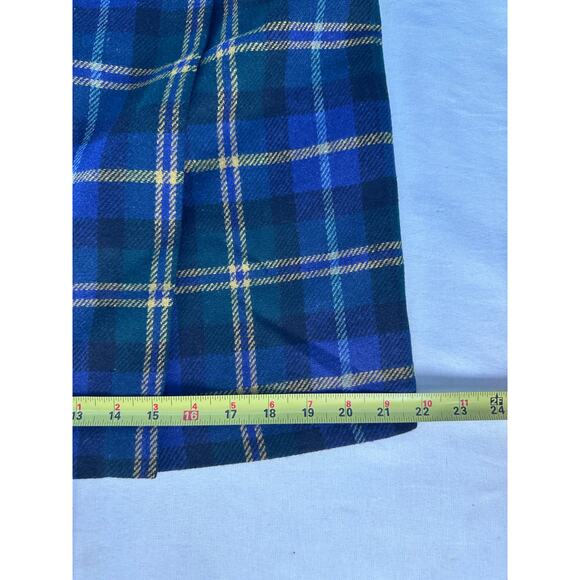 Talbots Women's sz 12 High Waisted Plaid Blue Green Yellow Skirt School Girl - Picture 7 of 12